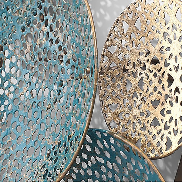 838mm Blue and Gold Multicircles Metal Wall DecorHomary