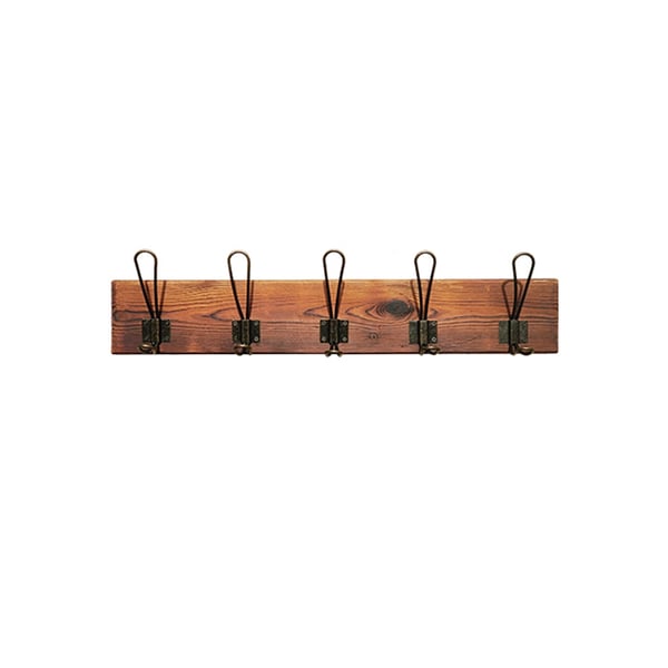 Industrial Wall Mounted Coat Stand 5 Hook in Black & Natural Homary UK
