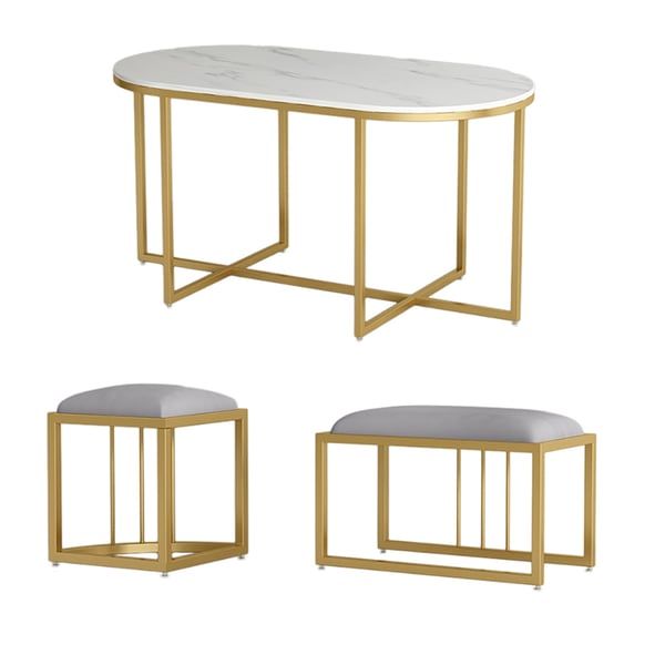 Free Shipping on Modern White Oval Dining Table with Stools Sintered