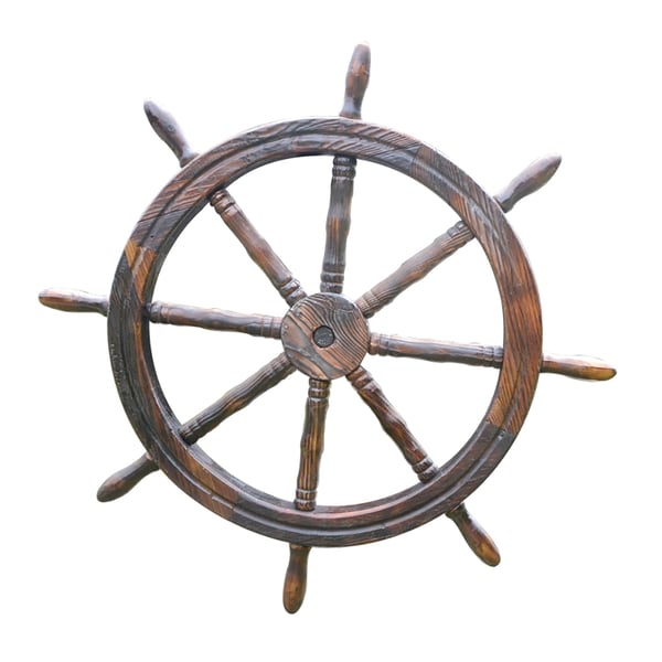 Wooden Boat Ship Steering Wheel Vintage Nautical Home Wall DecorHomary