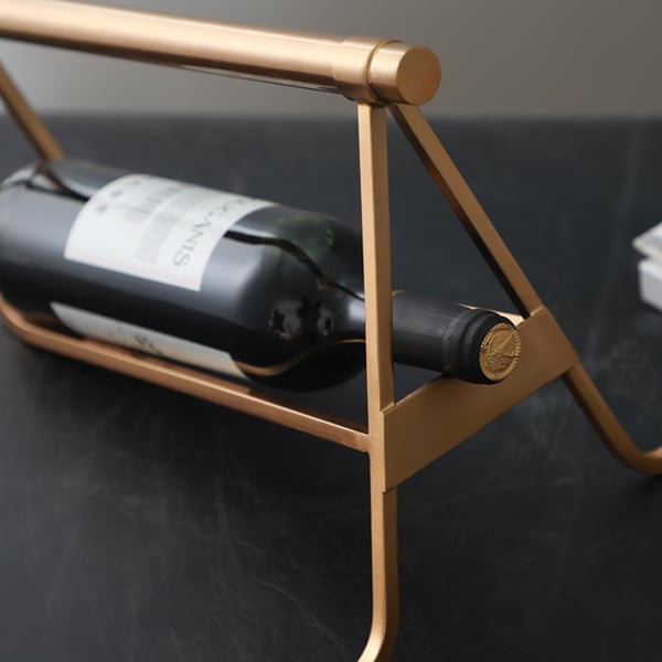 Modern Geometric Countertop Wine Rack in Gold Homary UK