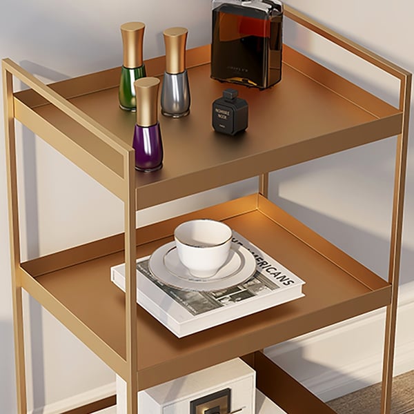 3Tiered Tray Gold Rolling Storage Cart with Wheels & Handles Metal