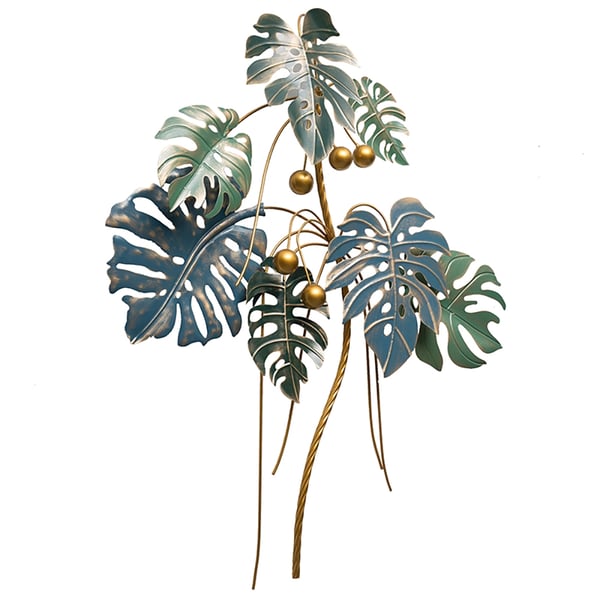 Modern Creative 3D Nordic Style Blue&Green Leaves Metal Wall Decor