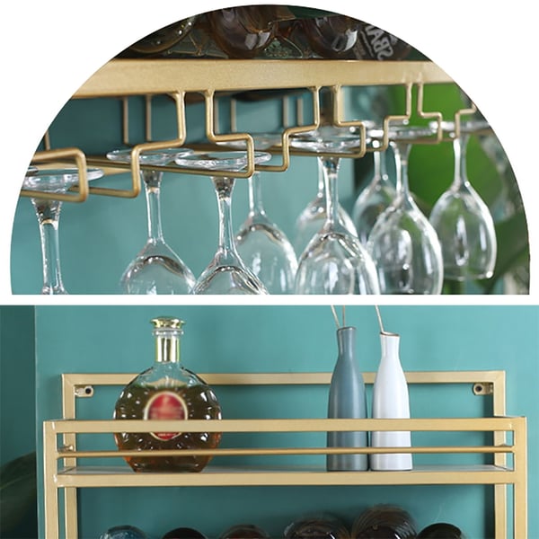 Nordic Metal Wall Mounted Wine Rack Glass Rack in Gold Homary