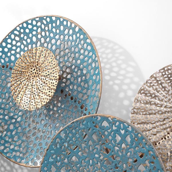 838mm Blue and Gold Multicircles Metal Wall Decor Homary UK