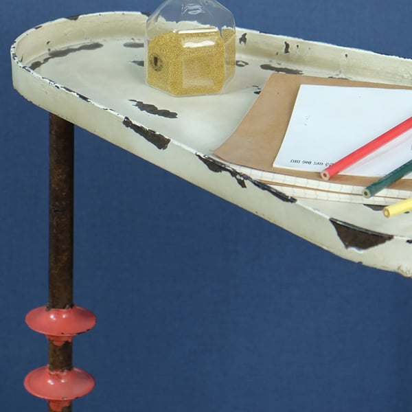 Distressed Metal End Table with Tray Top Side TableHomary