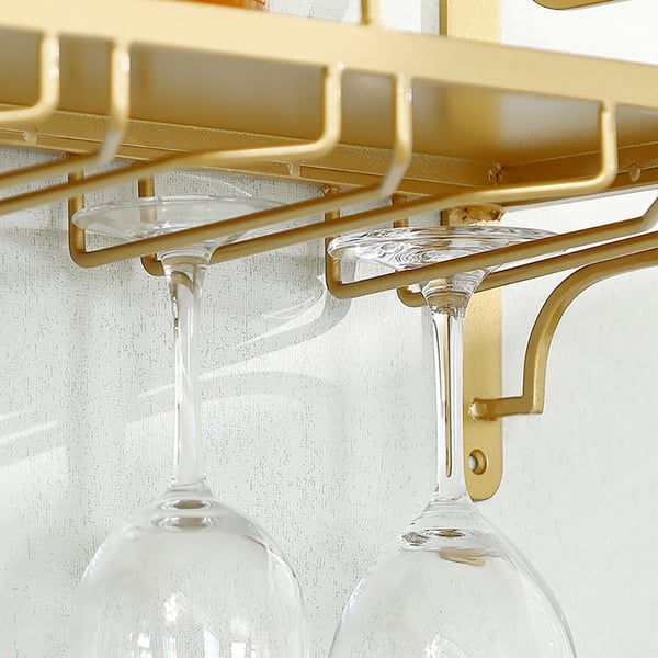 Modern Wall Mounted Wine Rack Glass Rack in GoldHomary