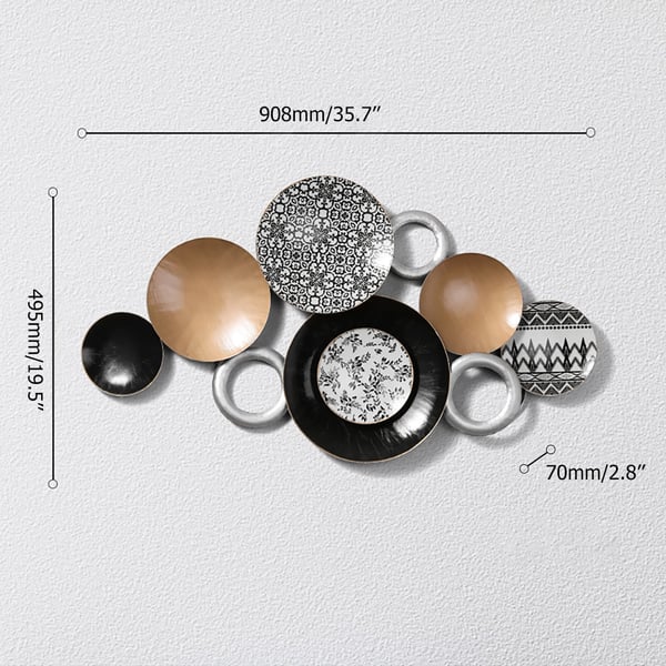Bohemian Light Luxury Medley Metal Round Plates Wall DecorHomary