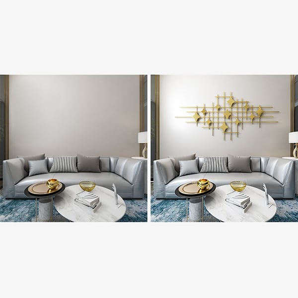 MidCentury Modern Gold Metal Bar and Star Wall Decor Homary