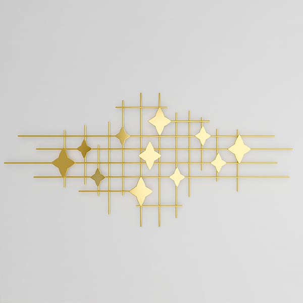 MidCentury Modern Gold Metal Bar and Star Wall Decor Homary