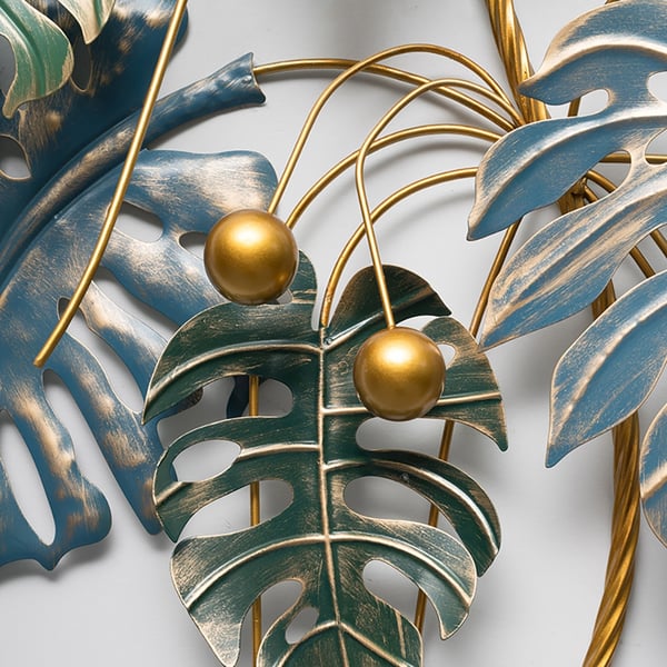 Modern Creative 3D Nordic Style Blue&Green Leaves Metal Wall Decor
