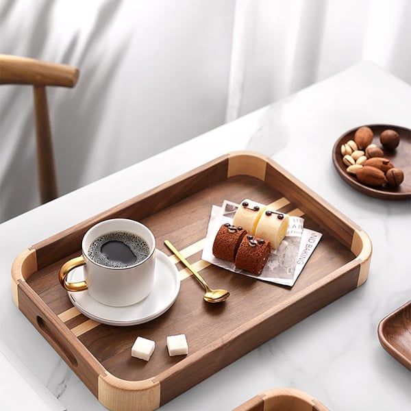 12" Rectangular Decor Wooden Tray Serving TrayHomary