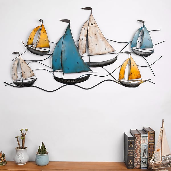 Metal Sailboat Wall Decor Unit Living Room Wall ArtHomary
