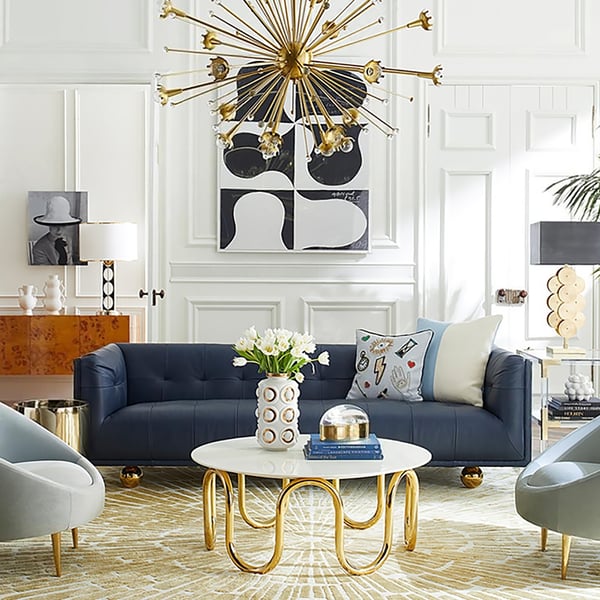 2100mm Leather Upholstered Modern Sofa 3Seater Sofa Luxury Sofa Gold