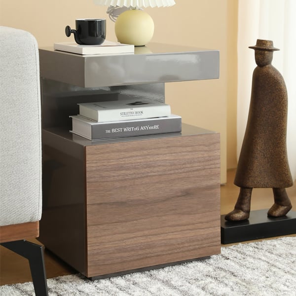 Modern End Table with Drawer & Shelf Side Table Homary