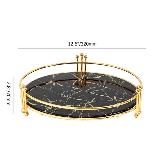 Contemporary Round Desk Organiser Storage Tray with HandlesHomary