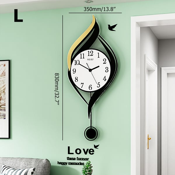 Luxury Wall Clock HollowOut Arabic Numbers with Pendulum Homary UK