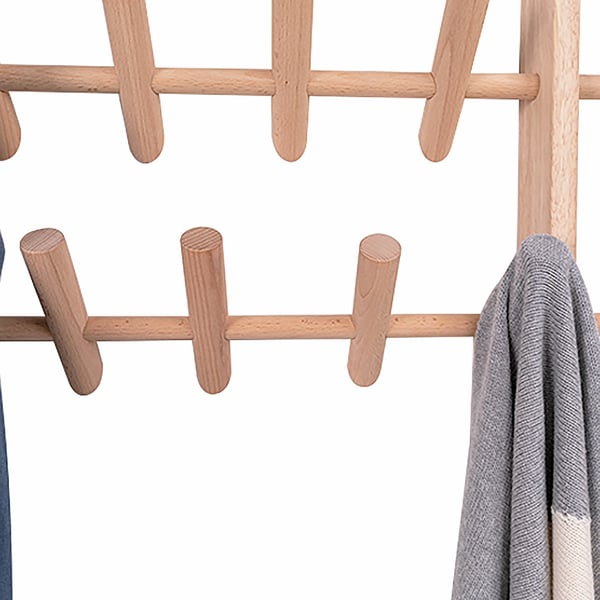 Wooden Coat Stand Wall Mounted Stand with Adjustable Hooks Homary UK