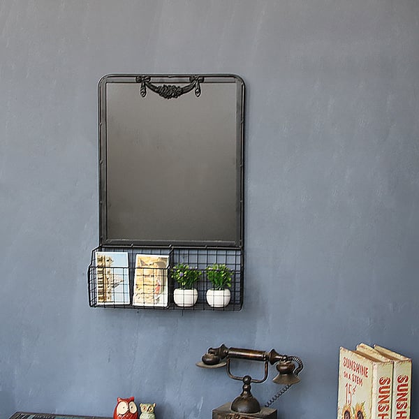 Rustic Memo Board with Storage Bin Homary UK