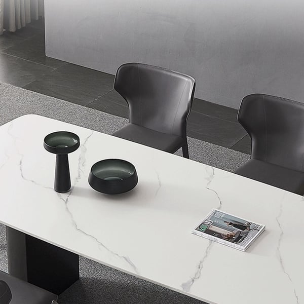 Modern Dining Table with Sintered Stone Top & Stainless Steel Legs | Homary