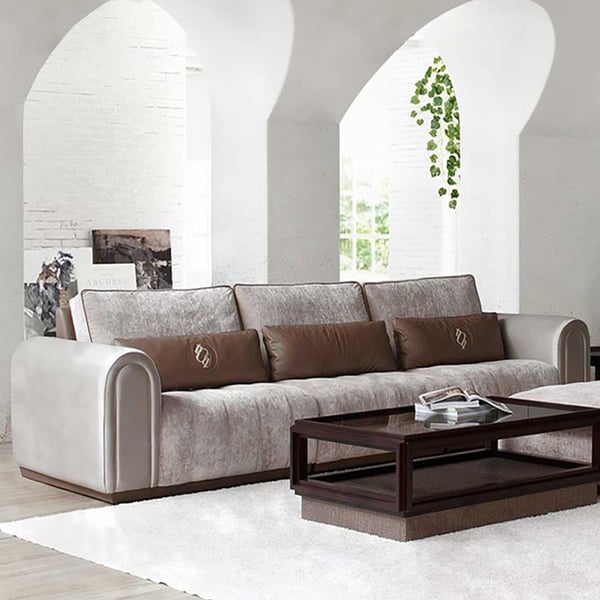 Retro Brown Velvet Upholstered Sofa 3Seater Sofa 88.6" Homary UK