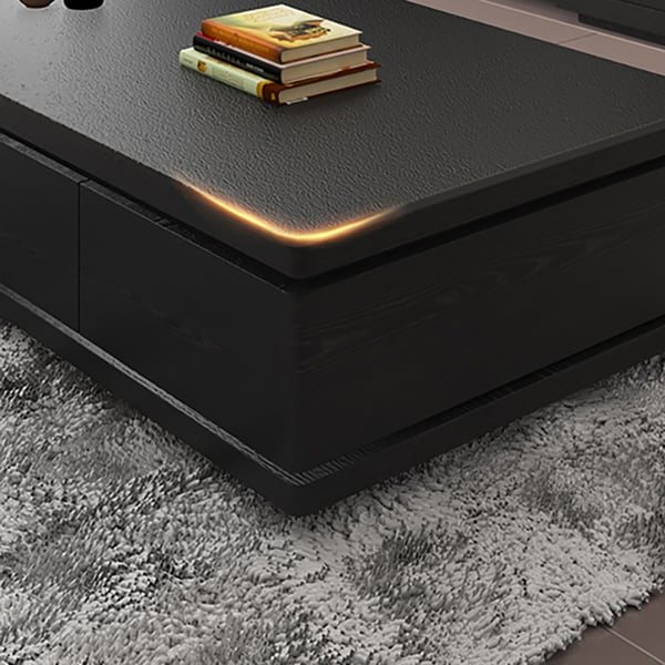 Modern Extendable Coffee Table with Storage in Black Homary
