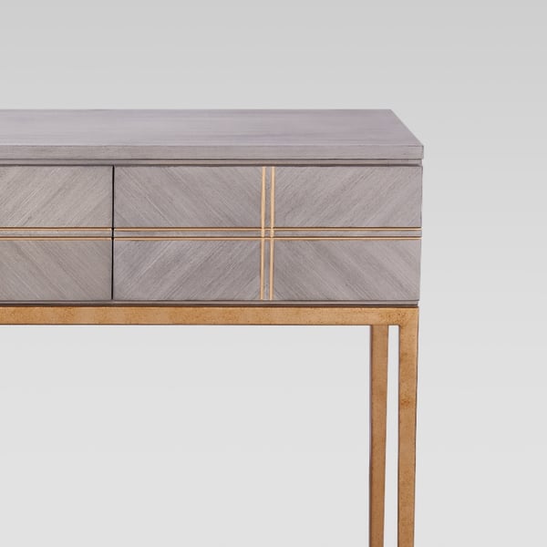 Modern Wood Console Table with Drawers with Metal Frame | Homary UK