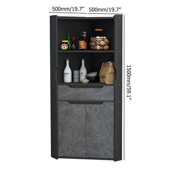 Contemporary Corner Shelf in Black&Gray Homary UK