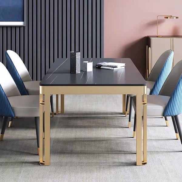 70.9" Modern Dining Table with Sintered Stone Top & Stainless Steel ...