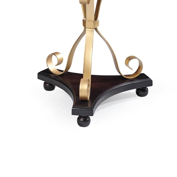 Vintage Round End Table in MDF & Metal Espresso Wooden Side Table-Homary