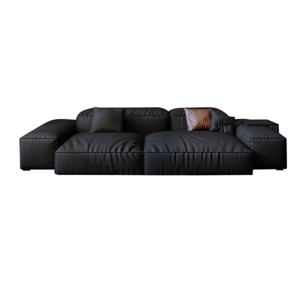 94.5" Black Modern Upholstered Sofa 3-Seater Sofa Luxury Sofa Leath ...