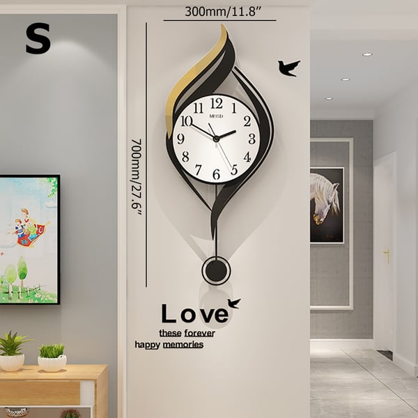 Luxury Wall Clock HollowOut Arabic Numbers with Pendulum Homary UK