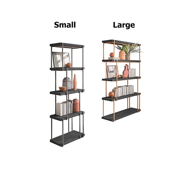 2000mm Contemporary Etagere Bookshelf in Gold & Black Homary UK