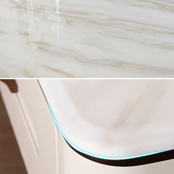 Contemporary White TV Stand up to 85" Faux Marble Top Media Console with Drawers Homary