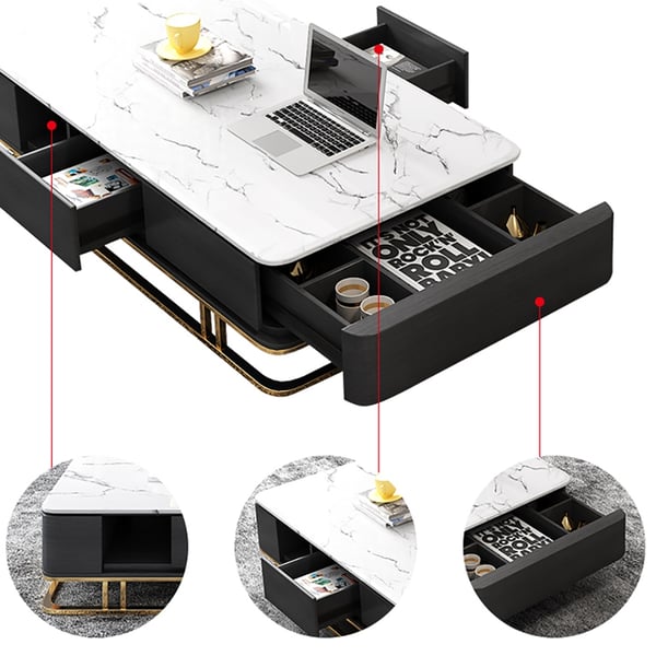 Modern Marble Top Coffee Table with Storage-Homary