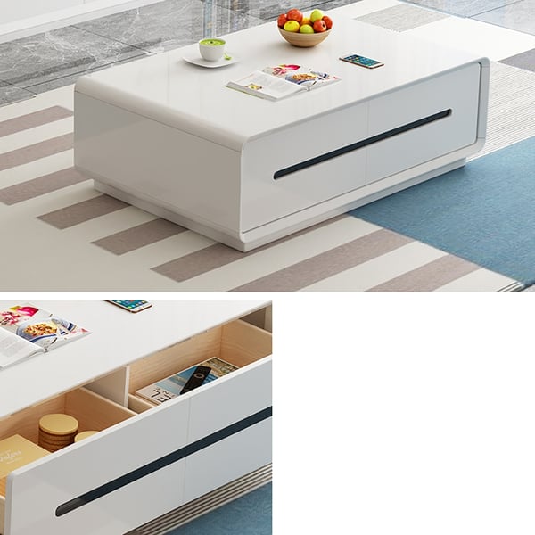 Modern White Coffee Table with Storage in Wood Homary UK