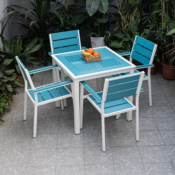 5Pieces Patio Dining Set with Square Table and 4 Side Chair Homary