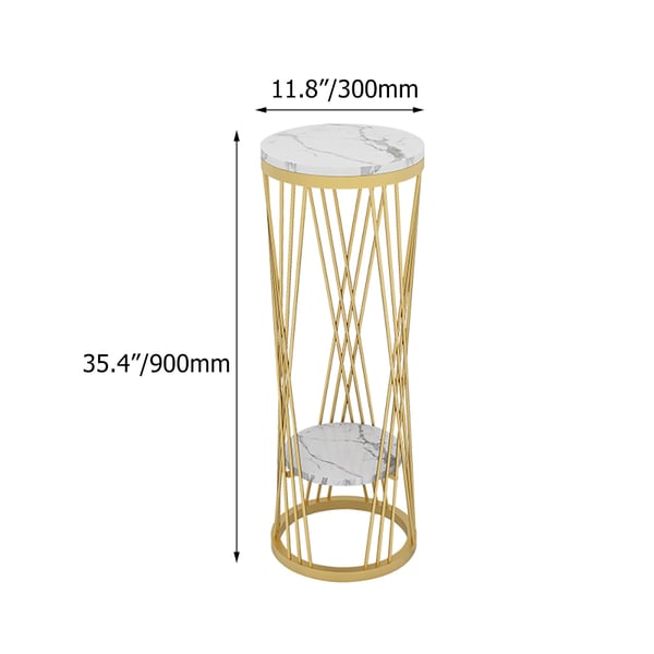 Large Modern Marble Plant Stand Flower Rack in Gold-Homary