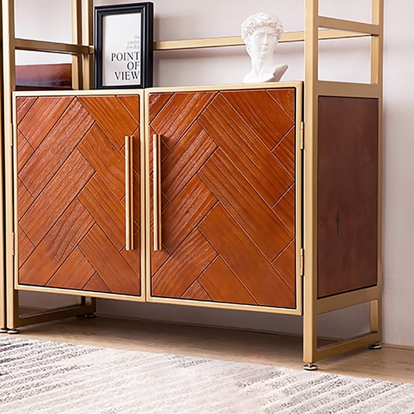 Vintage Freestanding Standard Bookshelf with Doors Homary