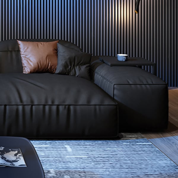 94.5" Black Modern Upholstered Sofa 3-Seater Sofa Luxury Sofa Leath ...