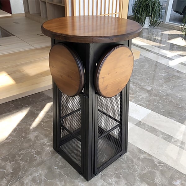 Industrial Style Folding Patio Bistro Sets with 4 Bar Stools High Stool