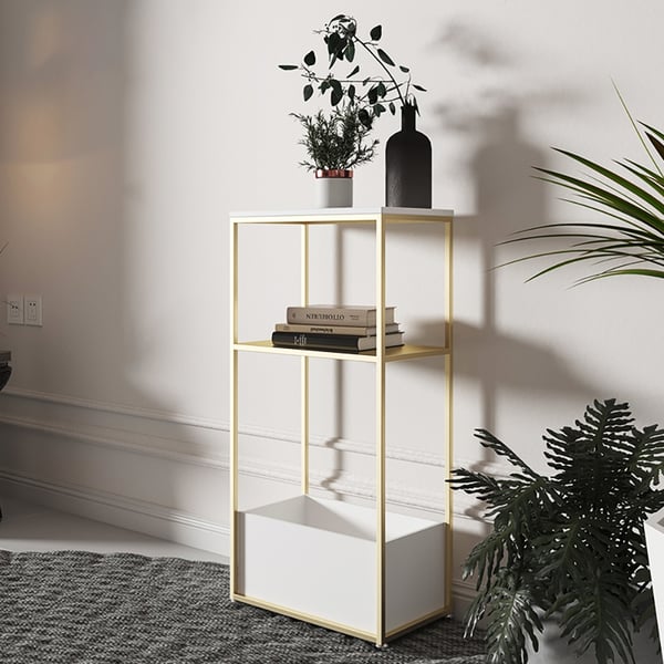 Schmales Bücherregal 2-stöckig – 36x24x48 Cm, Industrieller Stil, Stahl, Bis 18 Kg Traglast, Für Kleine Räume