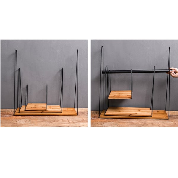 Modern Triple Floating Shelves Wood & Metal Wall ShelfHomary