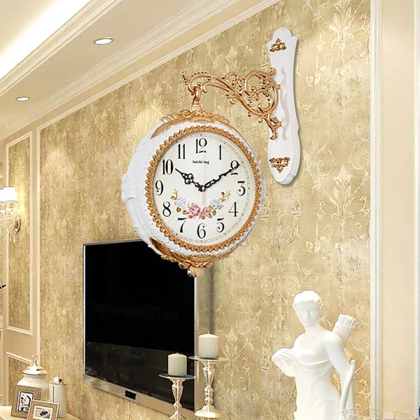 European Style DoubleSided Retro Hanging Decorative Wall Clock Homary UK