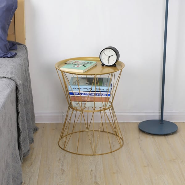 Modern Simple 2Tier Round End Table Storage OrganizerHomary