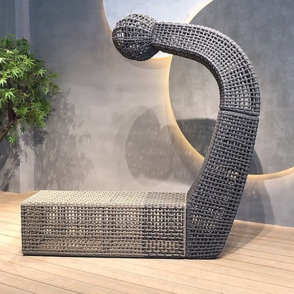 Woven Rattan Outdoor Sofa Bench with BuiltIn Solar Charging LED