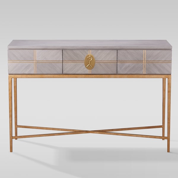 Modern Wood Console Table with Drawers with Metal Frame | Homary UK
