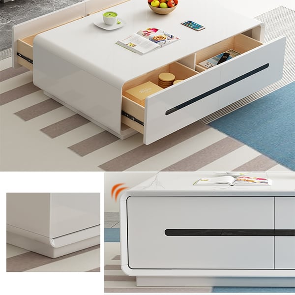 Modern White Coffee Table with Storage in Wood Homary UK