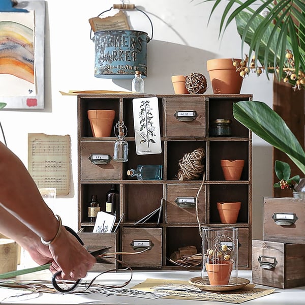 Retro Desktop Organizer Countertop Storage with Adjustable