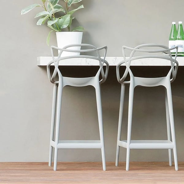 Modern Gray 29.5" Plastic Bar Stool Counter Stool Homary